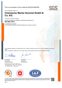 SGS - ISO 9001_2015 Chemische Werke Hommel GmbH & Co.KG EN